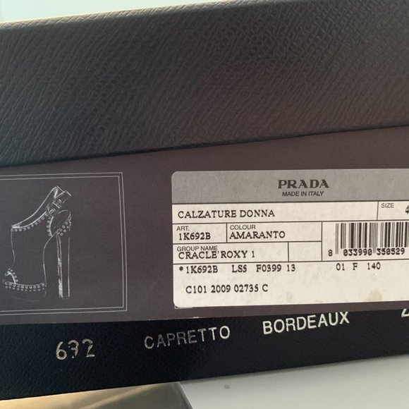 Prada Roxy Crackle Leather Platform Sling-Back Amaranto Heels Size 10/40 - Picture 8 of 8